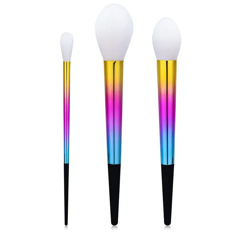 3Pcs/Lot Makeup Brushes Plastic Colorful Handle Blush Eyeshadow Foundation Makeup Brush Cosmetic Tools Kit Quake