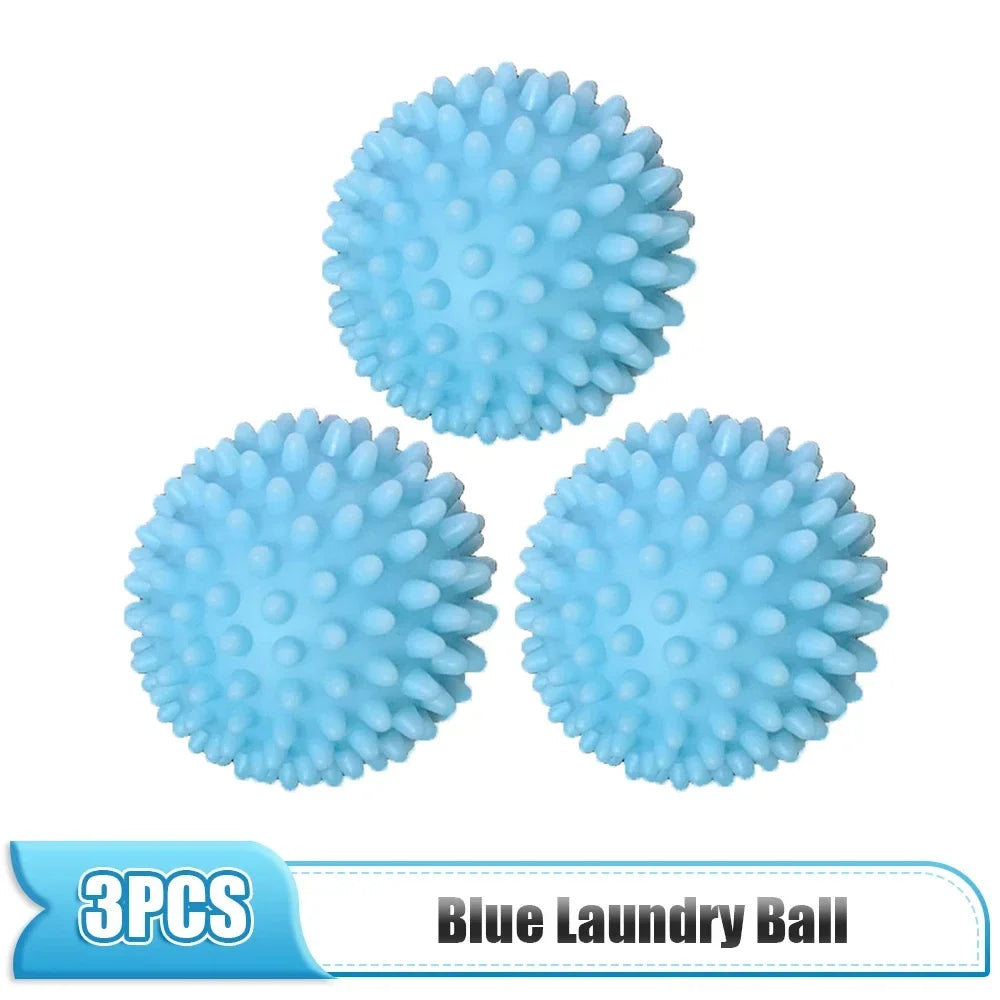 3Pcs PVC Dryer Ball Reusable Laundry Ball Washing Machine Drying Fabric Softener Ball for Home Clothe Cleaning Tool Accessrices Quake 3PCS blue