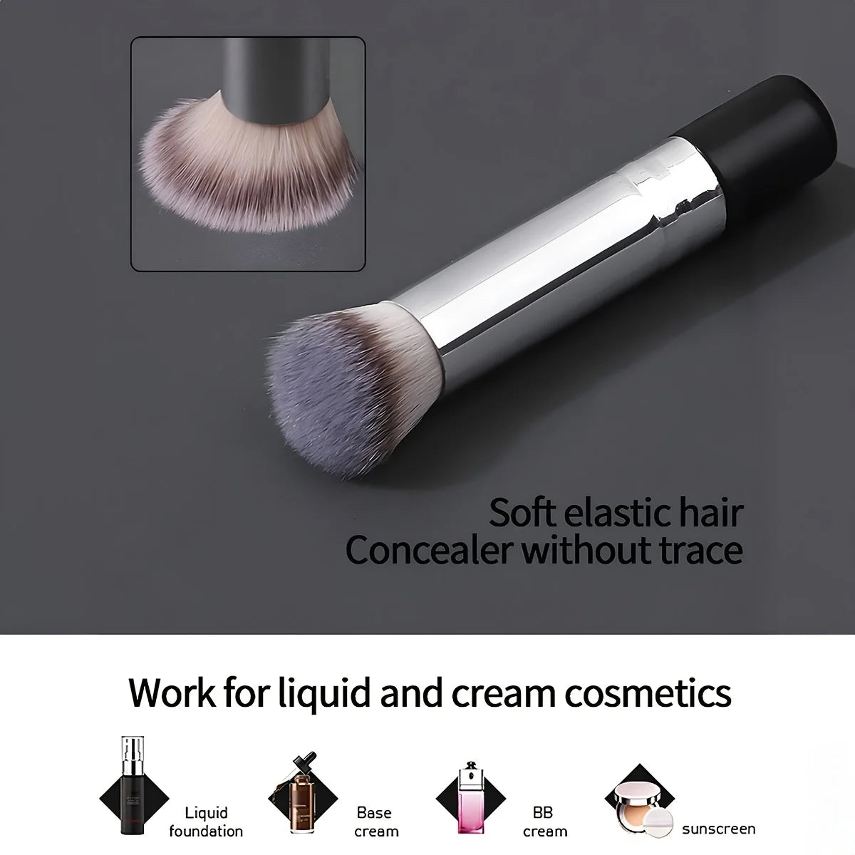 1pc Concealer Brush, Round Blush Brush, London Brush, Portable Facial Makeup Brush, Suitable for Beginners, Seamless Application Quake