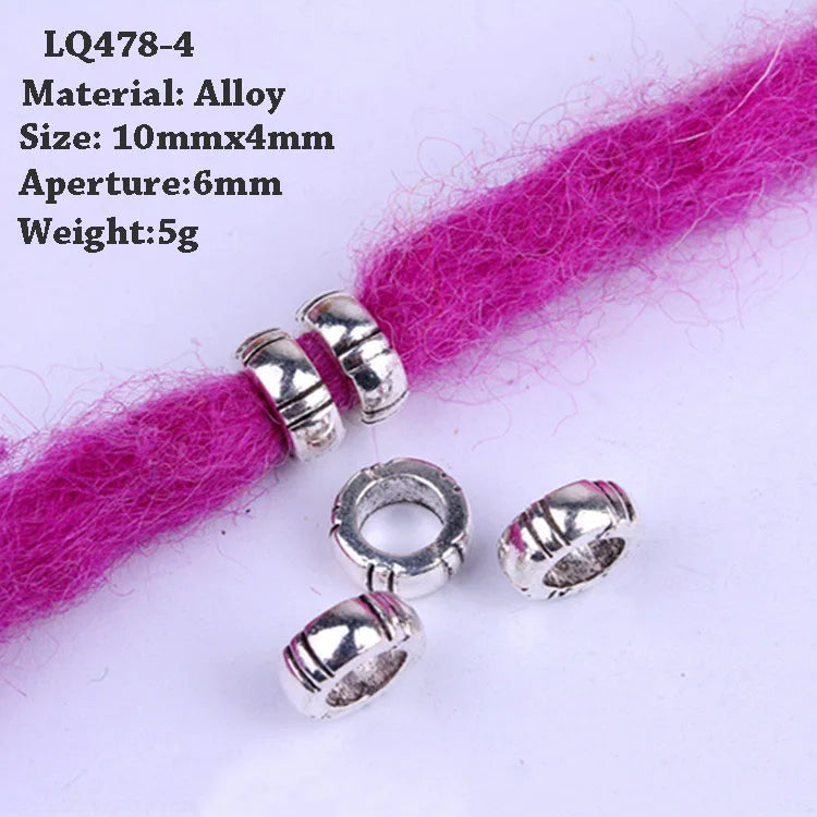 5 Pcs Hair Braids Reggae Dirty Braid Decorative Beads Styling Tools Silver Gold Dread Dreadlock Beads Rings for Hair Accessories Quake LQ478-4