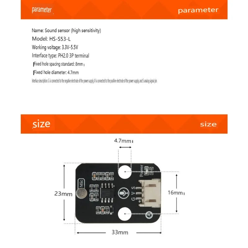 High -sensitivity sound sensor module, analog output- compatible with Arduino microbit Lego jack Quake