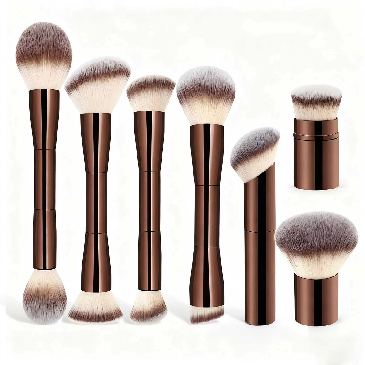 Professional Makeup Brush Set with Aluminum Handles and Soft Synthetic Bristles for Foundation, Powder, Blush, Contour, Eyeshado Quake 7 Pcs