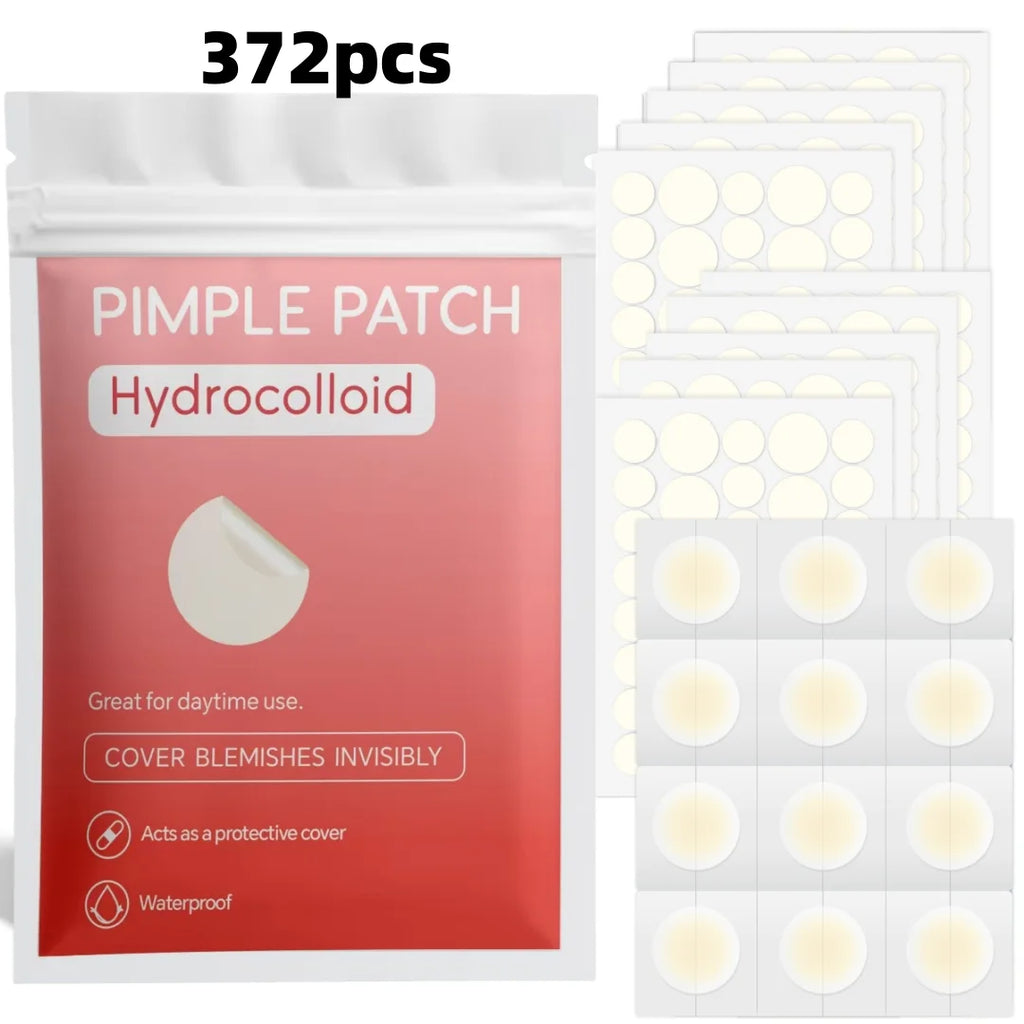 372pcs Hydrocolloid Acne Pimple Patch, Hydrocolloid Spot Stickers, Covering Zits and Defect, Nighttime Spot Stickers for Face Quake 372pcs