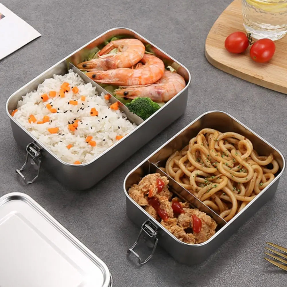 Portable Stainless Steel Bento Box Square Leakproof Lunch Box Large Capacity with Lid Lunch Container Outdoor Quake