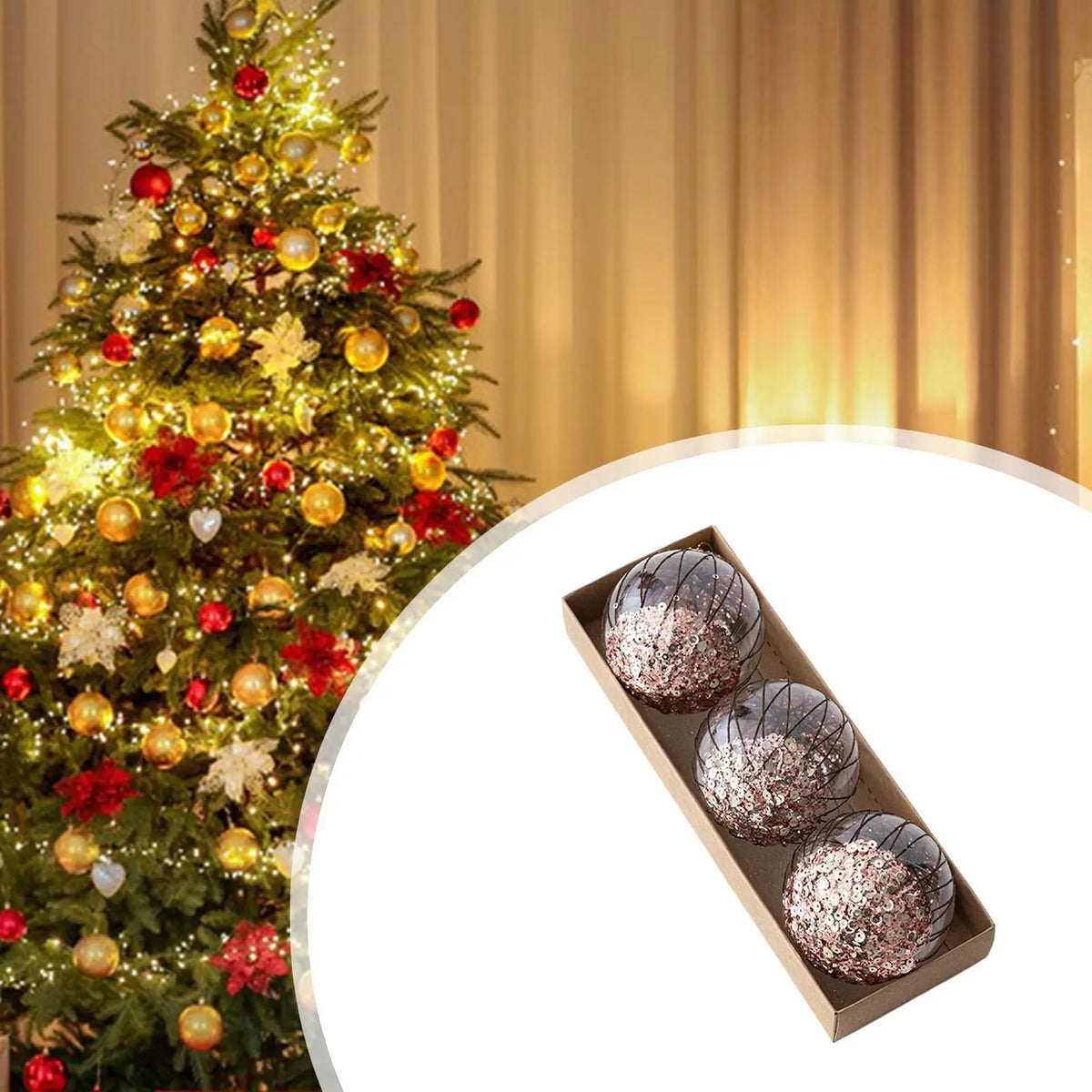 Christmas Balls Ornaments Set Practical for Anniversary Wedding Party Favor Quake Pink 8cm