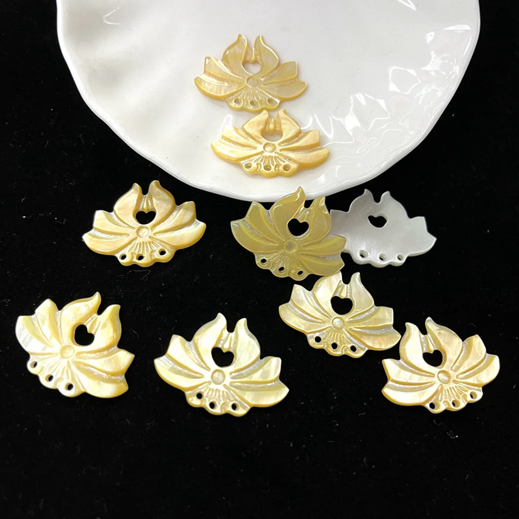 3Pcs Lotus Pendant Accessory Freshwater Shell Pendant Beads For Jewelry Making DIY Earrings Necklace Tassel Accessory Quake Yellow