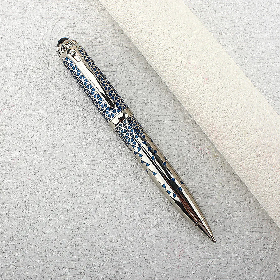 Luxury Business Blue Big Size Metal Rollerball Pen / Ballpoint Pen Silver Clip Blue Ink for Writing Office Writing Gift Pen Quake 148-13