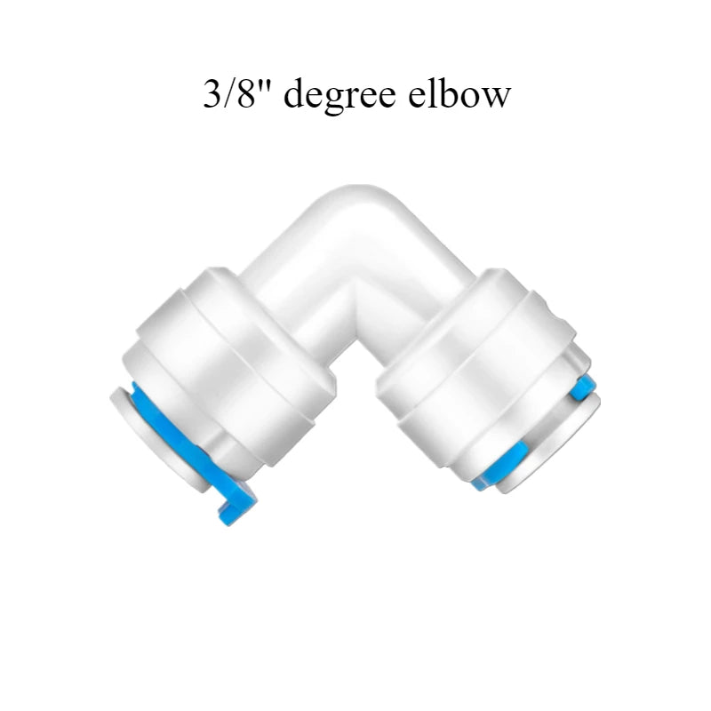 Water Tubing to Connect Quick Connect Fitting Hose Pipe RO Water Reverse Osmosis System Water Tube Fitting 1/4" 3/8" Tube OD Quake 3 I 8 degree elbow