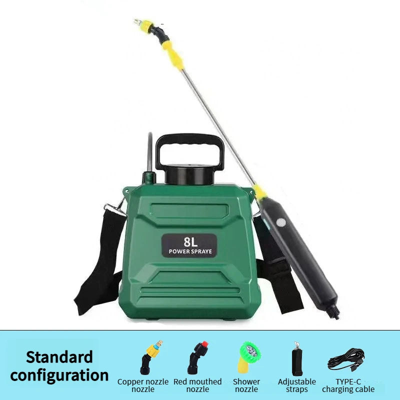 High-Pressure Agricultural Sprayer Lithium Battery 8L Backpack Pesticide Sprayer New Disinfection Irrigation Electric Sprayer Quake