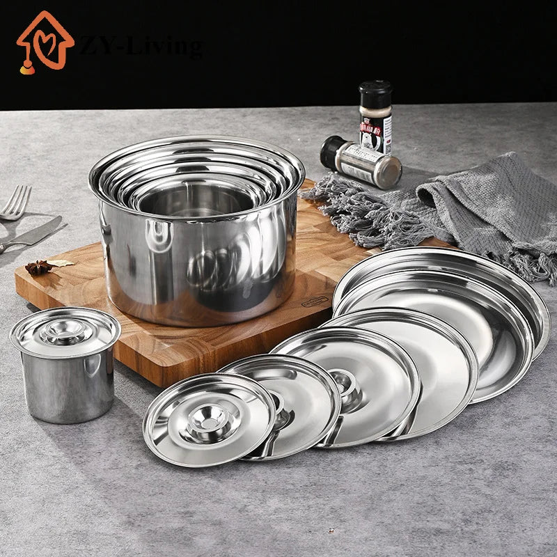 1Pcs Kitchen Stainless Steel Round Pot Lid Replacement , 10/12/14/16/18/20/22/24/26cm Saucepan Cover Quake