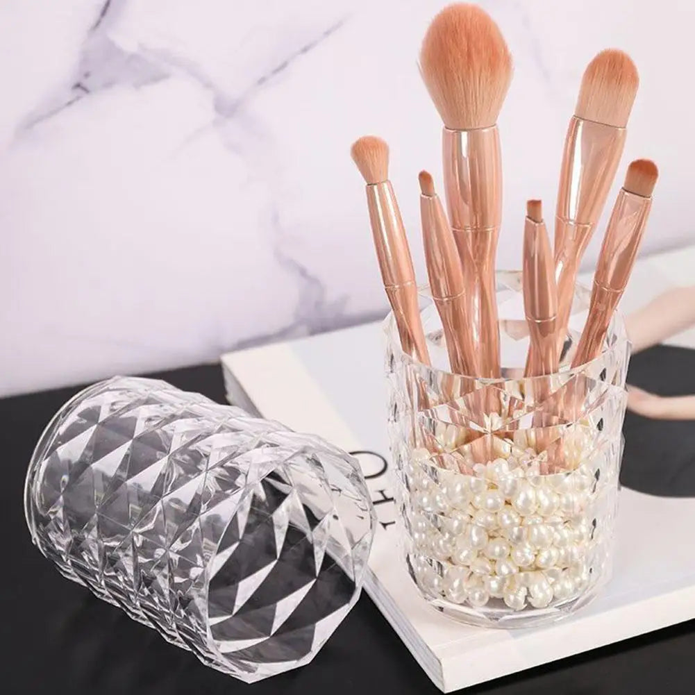 Makeup Brush Holder Organizer, Crystal Cosmetic Makeup Brushes Storage Holder, Vintage Make Up Brush Cup for Vanity, Pen Pencil Quake