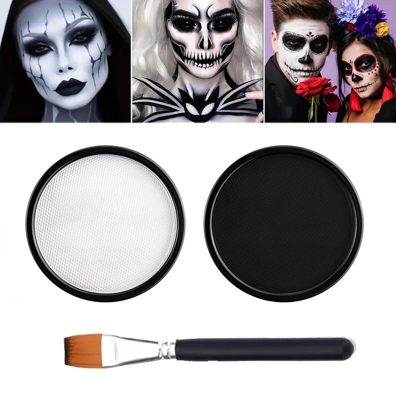 30G Water Monochromatic Face Body Painting Palette Halloween Festive Washable Face and Body Paint Makeup Costume Body Partie Quake 2pcs F With brush
