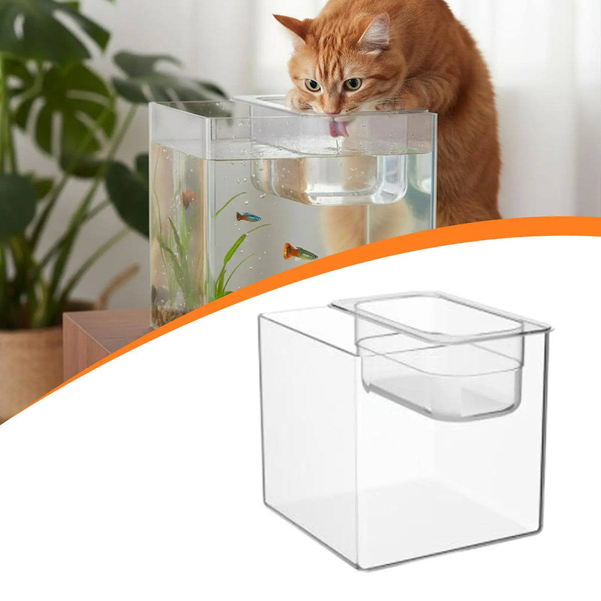 Small Square Box Fish Tank PET Acrylic Mini Aquarium Set Clear Bowl for Cats Desktop Decor Centerpiece Quake