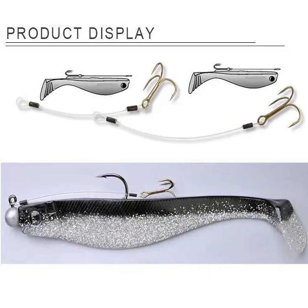 3-Pack Carbon Line Triple Hook Fishing Rig European Pike Stinger Line Set Specifically Designed for Targeting Pike Quake