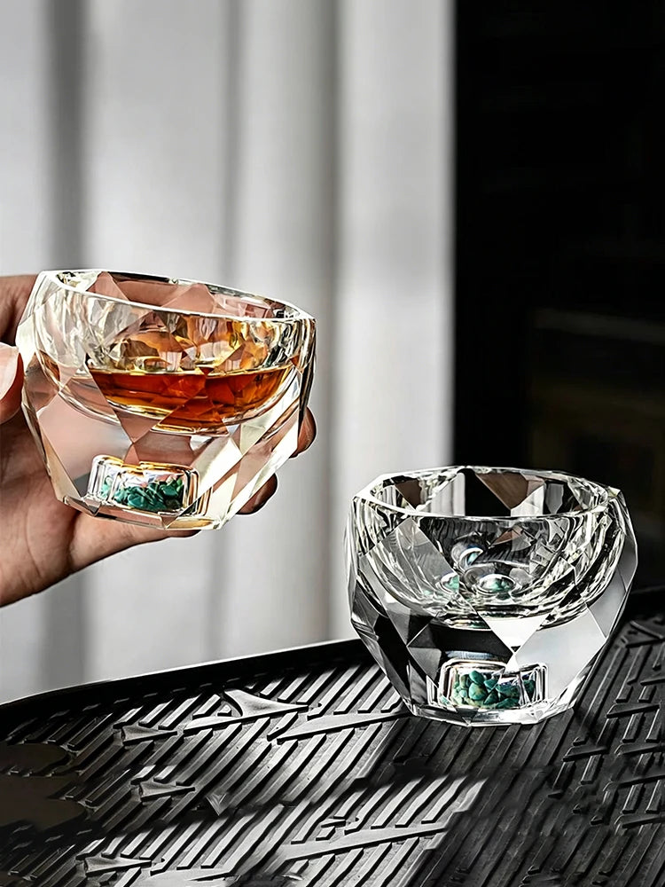 50ml Diamond Cut Crystal Shot Glass Set Shaojiu Cup Luxury Whiskey Tasting Cup Lead-Free Glass Tumbler For Liquor Tequila Vodka Quake