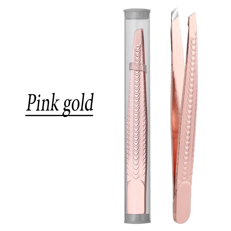 For Face Lash Makeup Tools Beard Eyelash Trimmer Men Removal Clip Women Professional Eyebrow Tweezer Brow Stainless Hair Plucker Quake M158 Rose gold