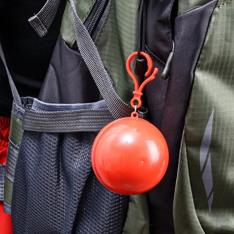 Portable Mini Raincoatball Thicken Disposable Raincoats Cape for Adults Emergency Waterproof Raincoats Ball with Keychain Unisex Quake
