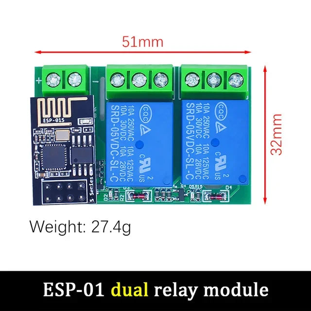 ESP8266 Dual Channel WIFI Relay Module ESP-01 DC5V With Relay Indicator and Reset Button 2 CH relay Boad Low Level Control Quake 2 way
