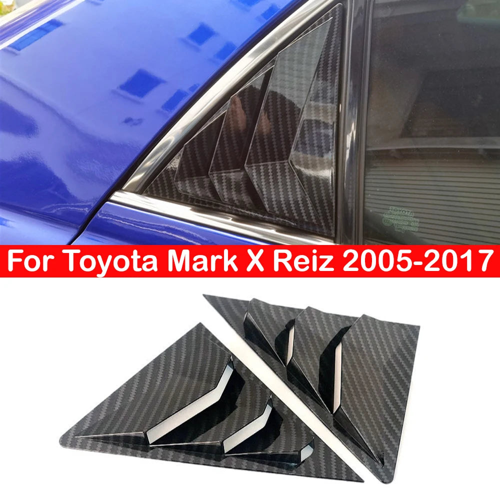 For Toyota Mark X Reiz 2005-2017 Car Rear Louver Window Side Shutter Cover Trim Sticker Vent Scoop ABS Carbon Fiber Accessories Quake