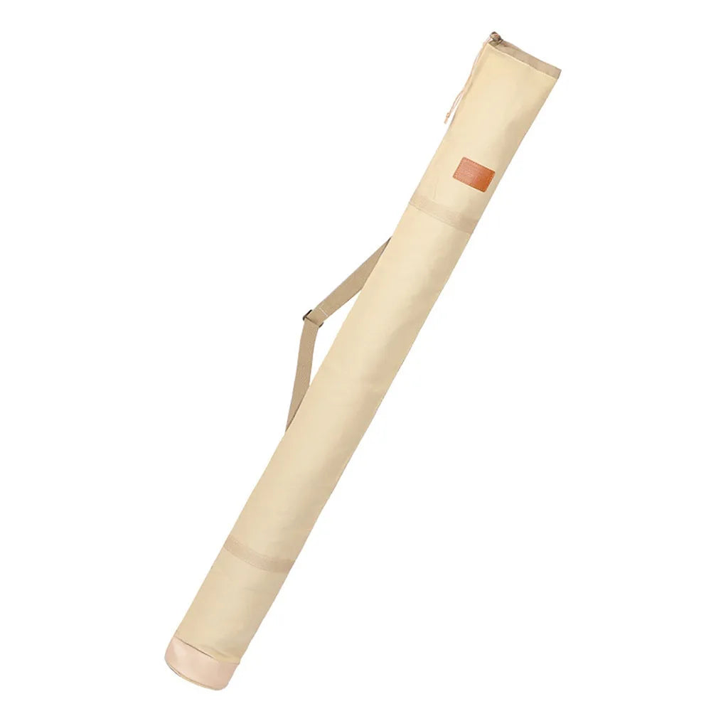 Canvas Fishing Tackle Storage Bag Large Capacity Folding Portable Fishing Tackle Backpack Multifunctional Rod Bag Quake Beige 130cm