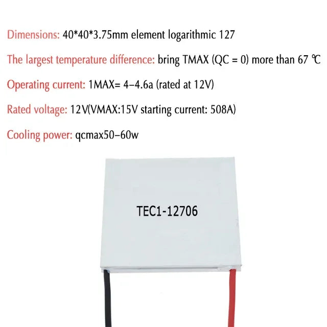 DIY TEC1 12703 12704 12705 12706 12708 12709 12710 12712 12715 12730 12V 6A TEC1-12706 TEC Thermoelectric Cooler Peltier Quake TEC1-12706