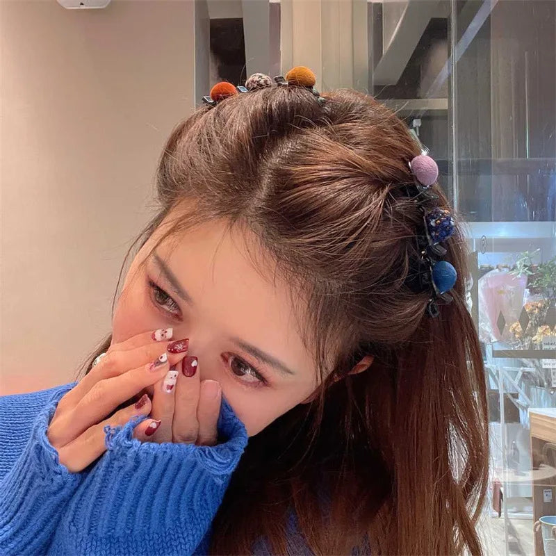 Velvet Bangs Clip Sweet Cute Barrettes Hair Side Clip Fashion Braided Hairpins Hair Accessories Black Headwear Women Style Tools Quake