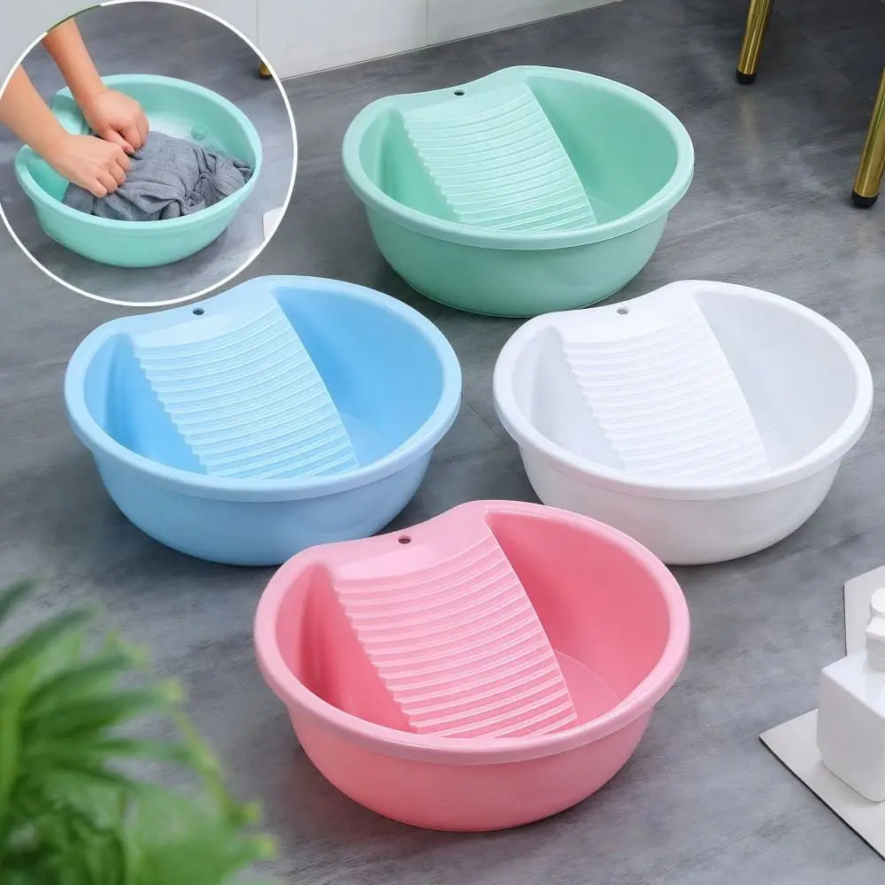 2IN1 Washboard Laundry Basin Plastic Thickened Underwear Cleaning Basin Lightweight Convenient Laundry Tub Hand Washing Clothes Quake