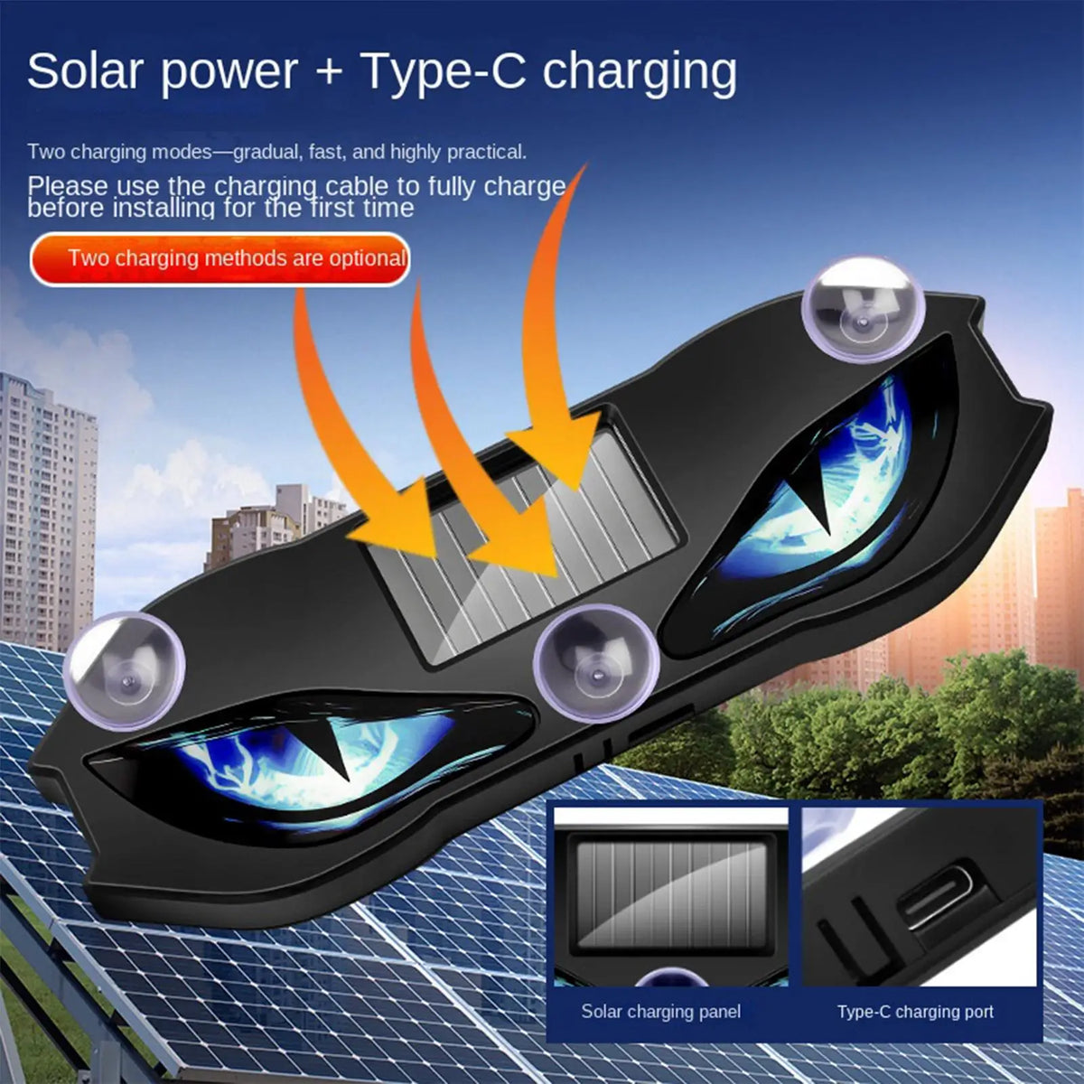 Solar Eye LED Warning Light Waterproof Reflective for SUV Truck Van RV Bike Motorcycles Sports Daily Windshield Rear Garage Driv Quake