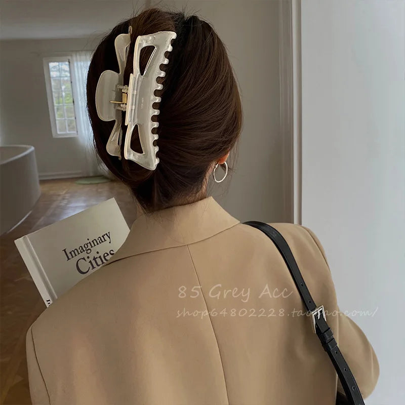 Korean Bow Hairpin, Female Disc Hair Grab Bath Large Shark Clip. Girls Women Headwear Hair Styling Tools Accessories Quake