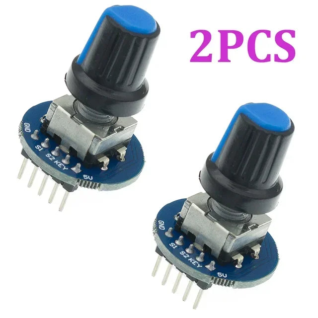 2PCS Rotary Encoder Module Brick Sensor Development Round Audio Rotating Potentiometer Knob Cap EC11 Quake 2PCS Rotary Encoder