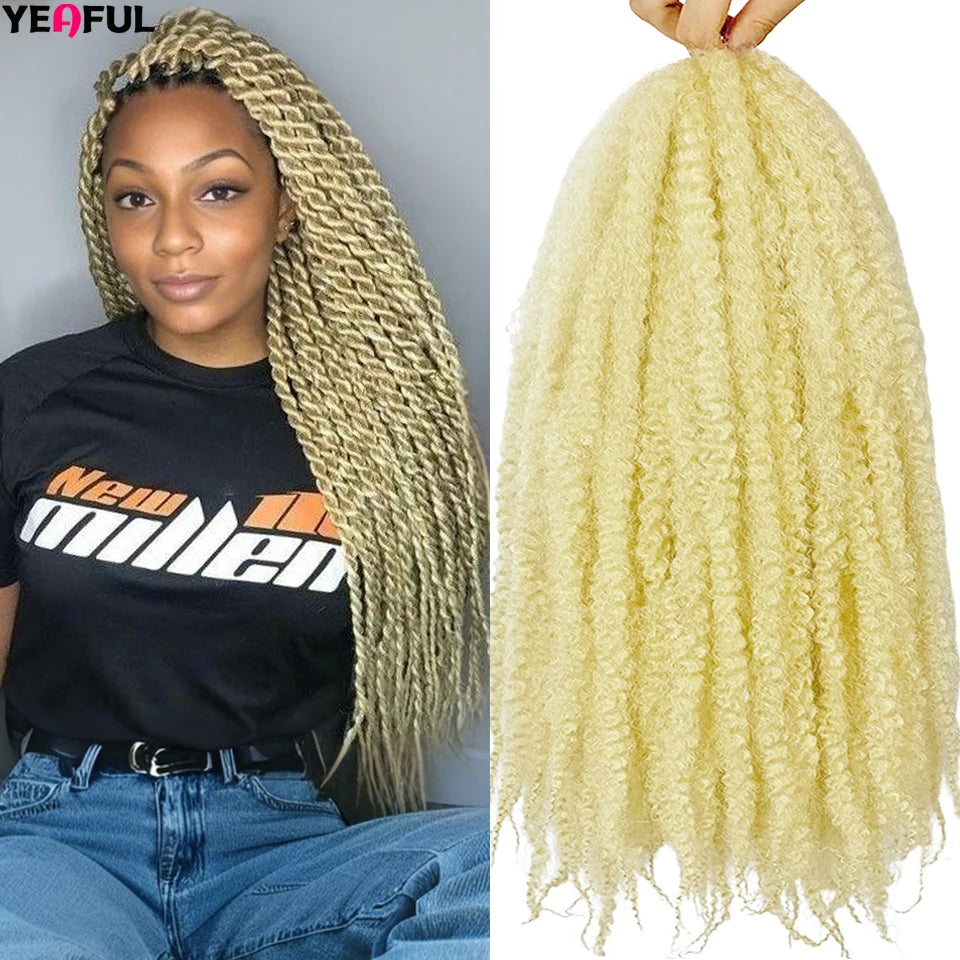 Yeaful 18 Inch Synthetic Marley Twist Braiding Hair Red Black Brown Ginger Bug Blonde #4 Pre Looped Marley Twists Crochet Hair Quake 613 Color 18inches 3Pcs/Lot