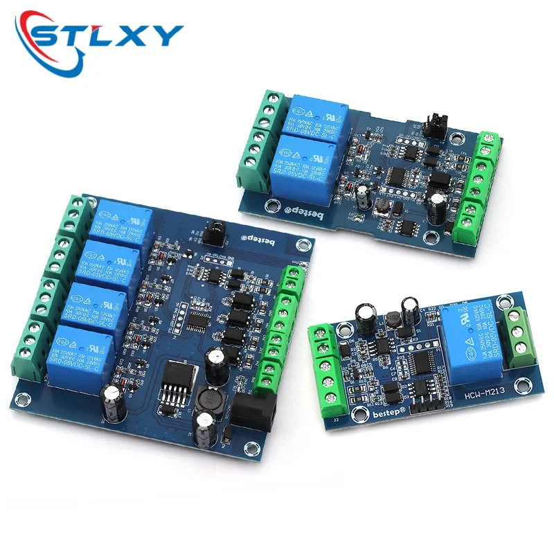 Stlxy Relay Module Switch 1/2/4 Channel Modbus RTU RS485/TTL Communication 7-24V with Anti-reverse Protection for Electronics Quake