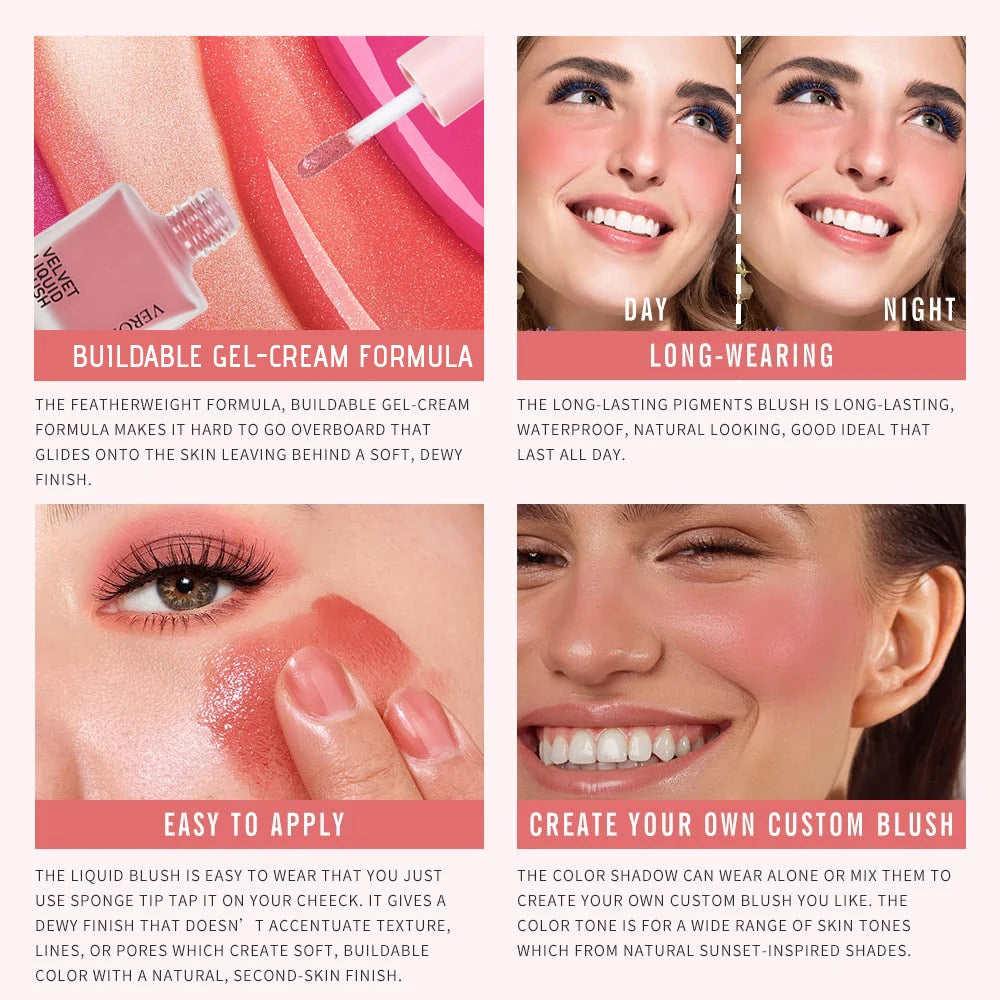 Velvety Liquid Blush, Waterproof Brightening Cream Blush, Suitable for All Skin Tones, Natural-Looking,Long-lasting Skin Tones Quake