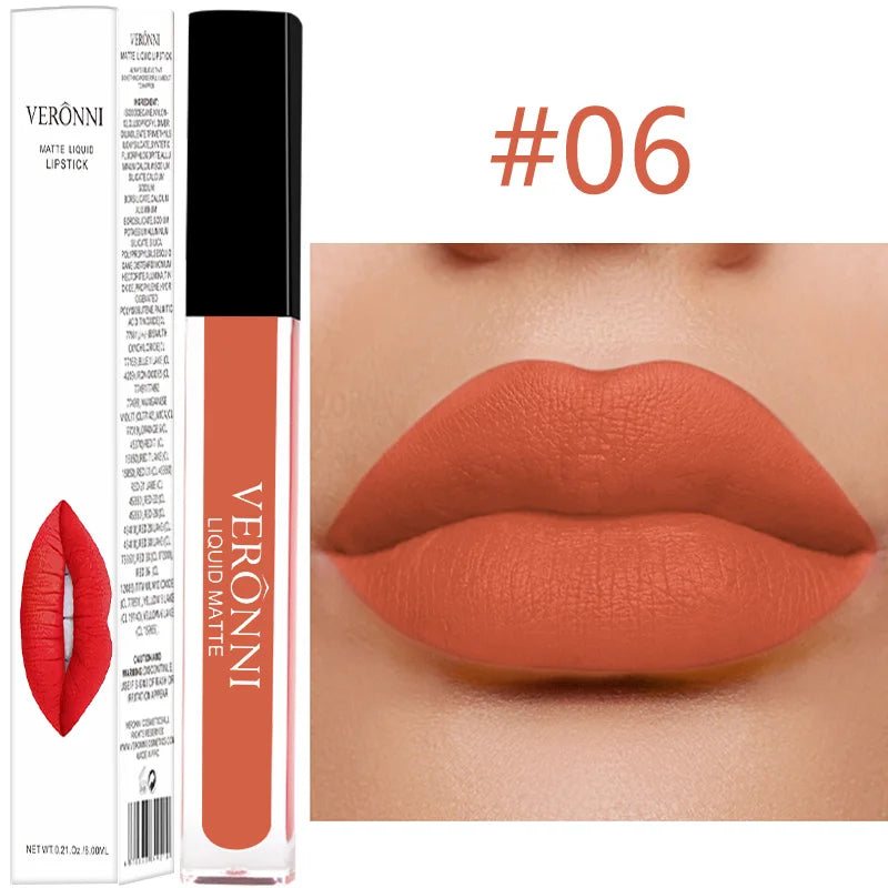 14 Color Liquid Matte Lipsticks Long Lasting Velvet Lip gloss Non Stick Cup Waterproof Beauty Cosmetics Makeup for Women Lip Quake 06