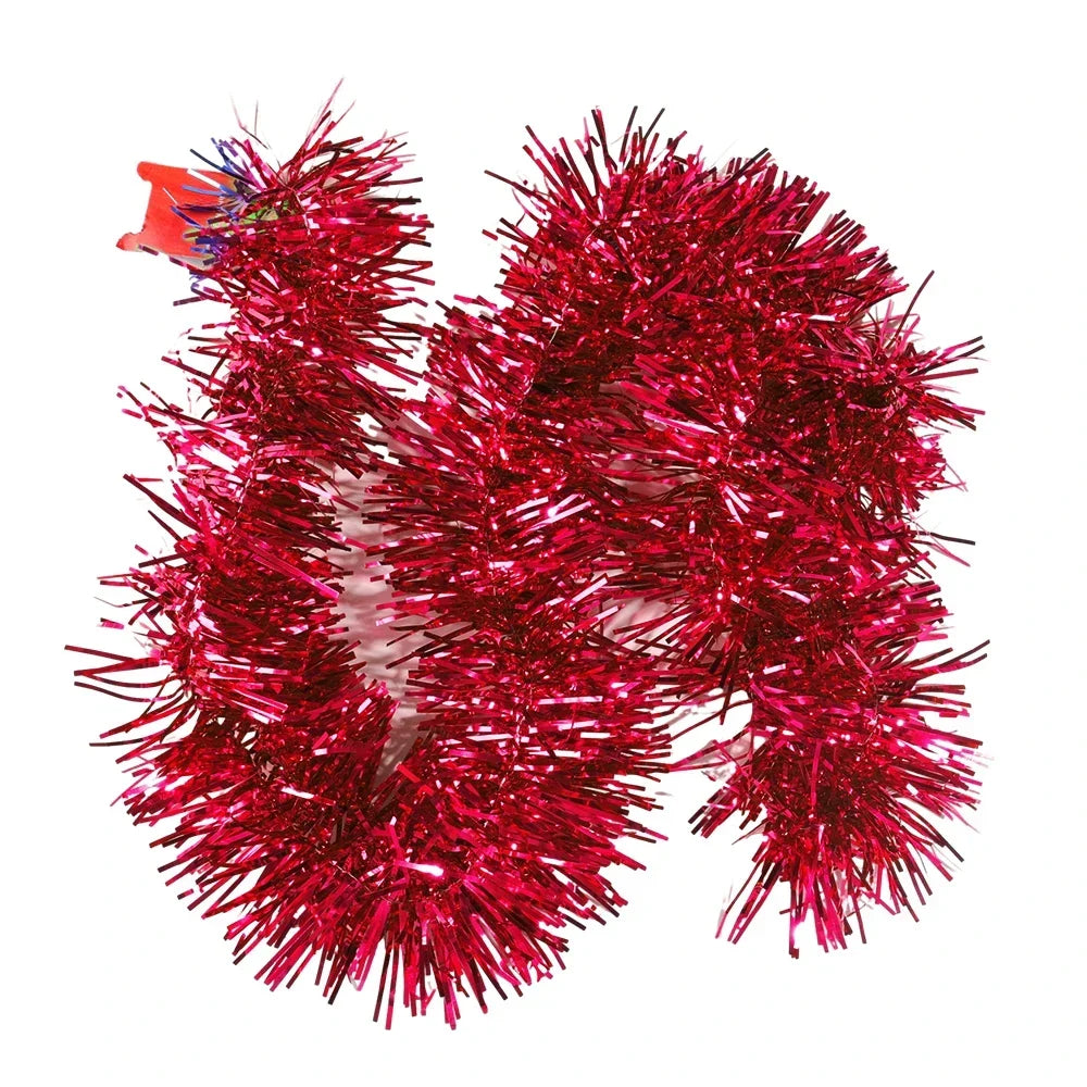 1.5M Colorful Strips for Christmas Tree Decoration Ribbon Garland Ornaments Christmas Bar Tops Wedding Party Decoration Supplies Quake Red 3PCS