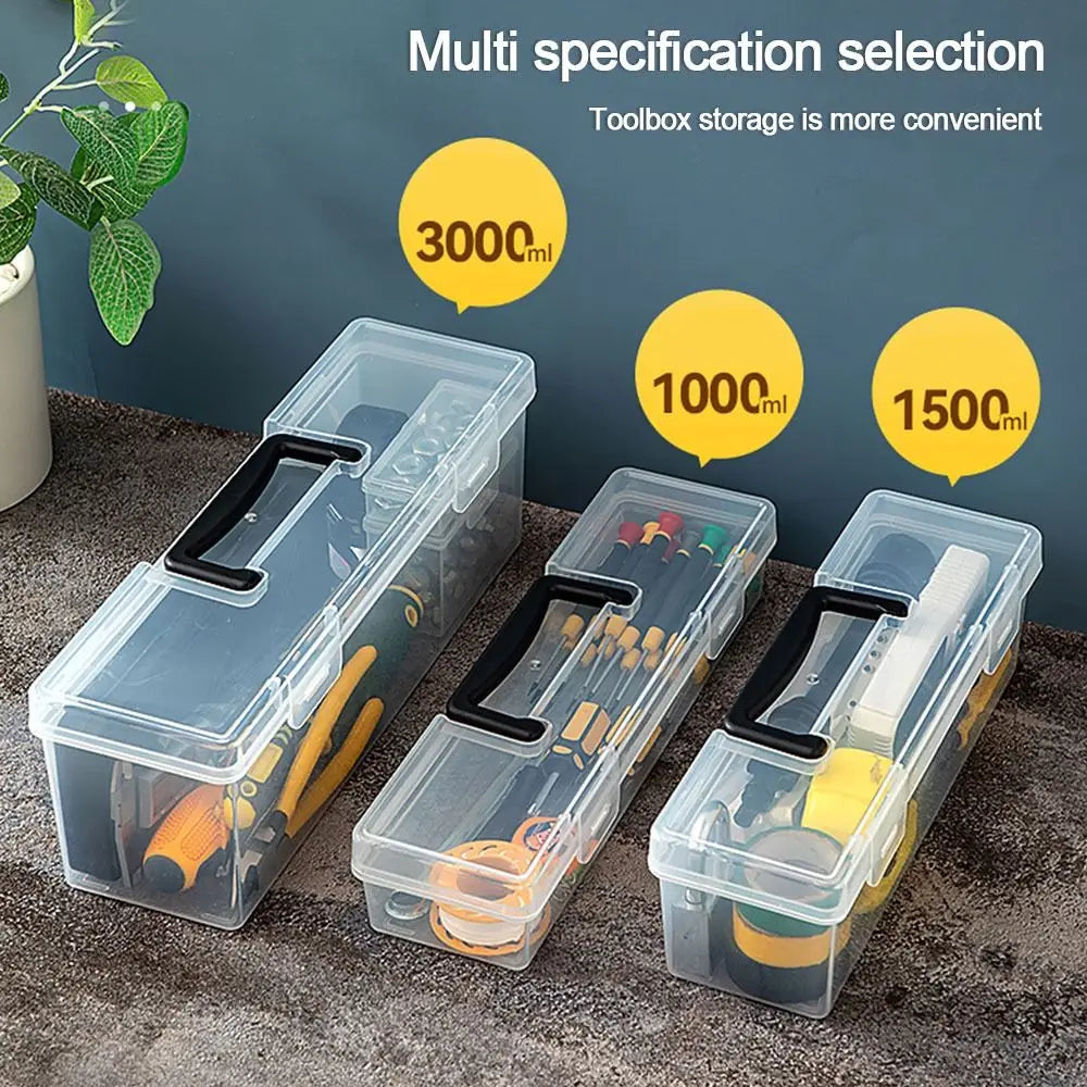 Multifuntional Plastic Hardware Tool Box Transparent Tool Organizer Tool Storage Box Toolbox Household Parts Box Quake