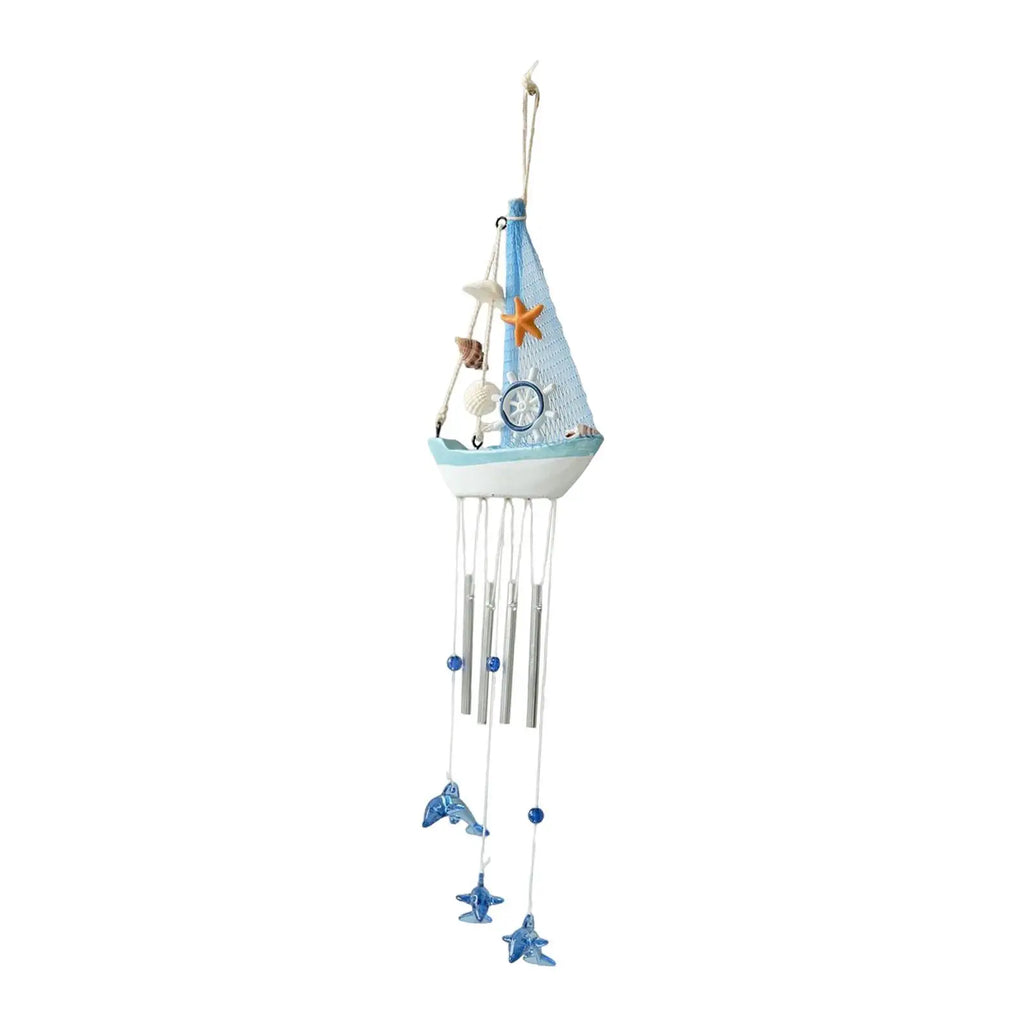 Nautical Wind Chimes Large Boat Hanging Charm Outdoor Garden Wind Pendant for Patio Porch Backyard Quake