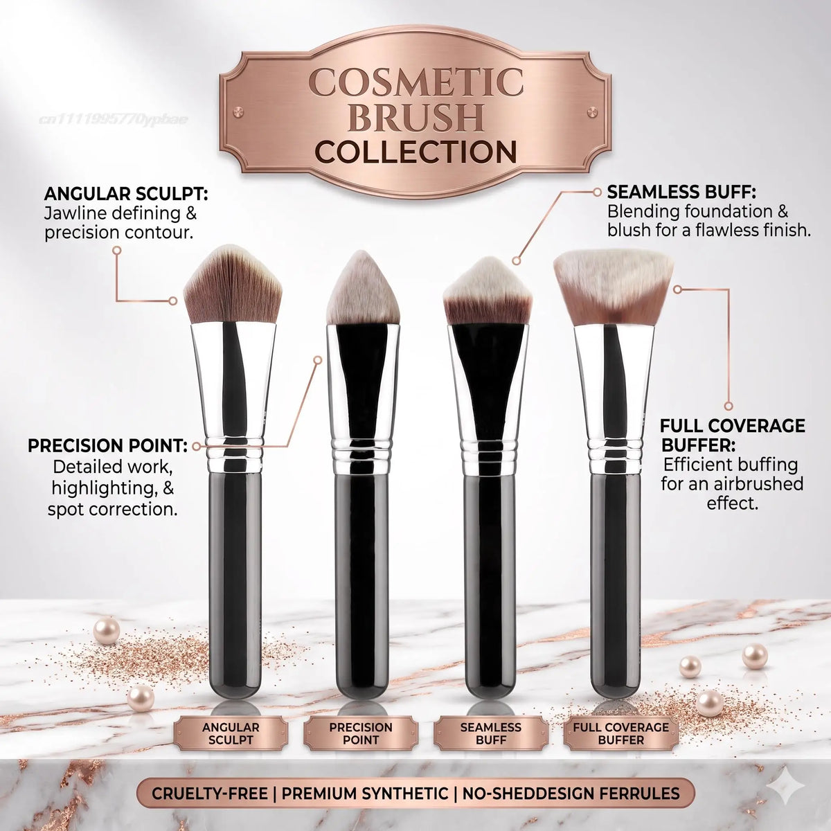 Makeup Kabuki Foundation Brush Luxury Single Pro Large Slant Triangle Square Tapered Vegan Cosmetic Brushes Quake