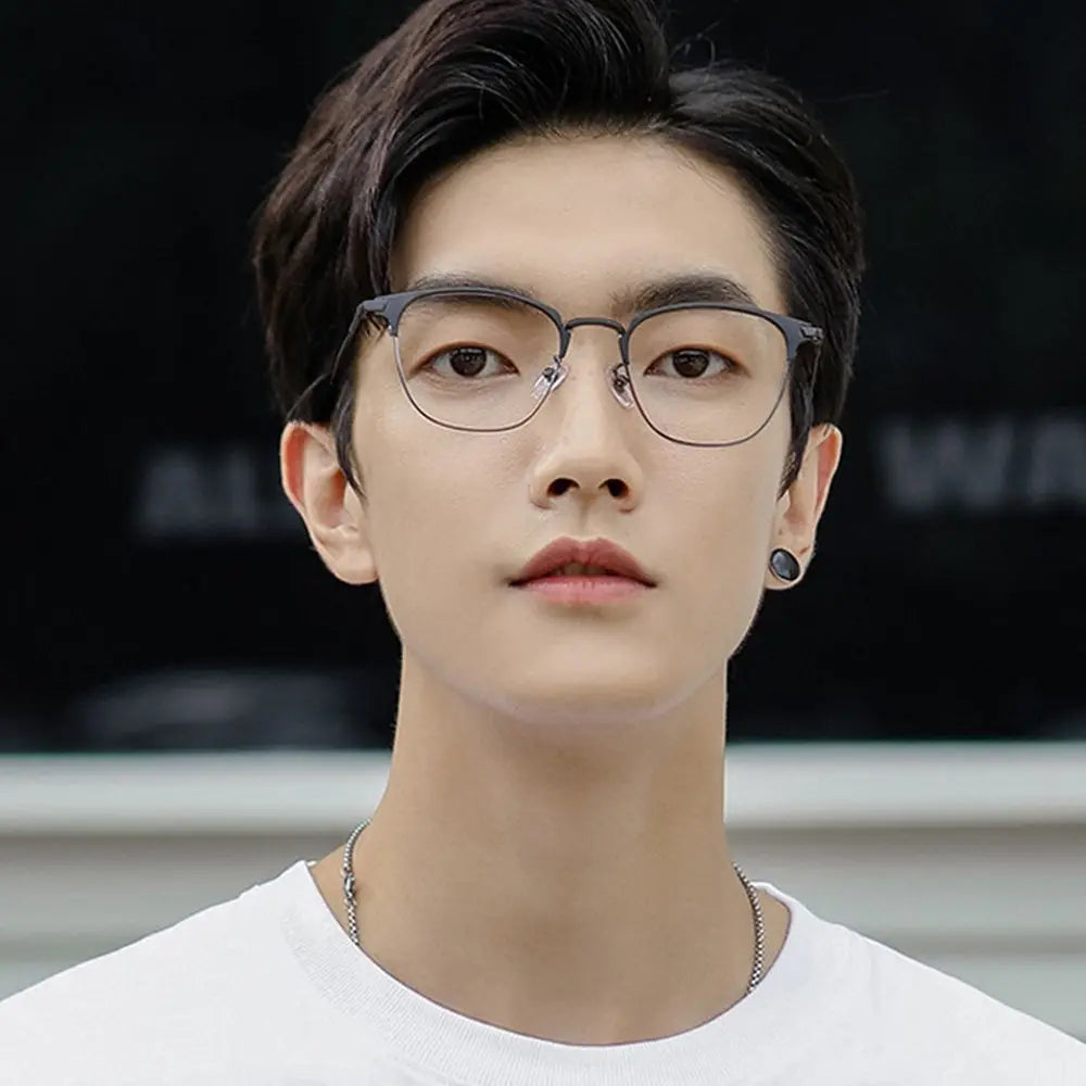 Anti-Blue Light Glasses for Men Women Fashion Oversized Metal Frame Ultralight Eye Protection Eyeglasses Office Computer Goggles Quake