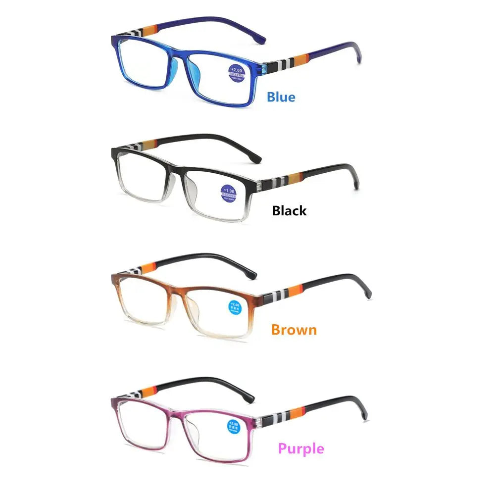 New Anti-Blue Light Reading Glasses for Women Men Fashion Striped PC Frame Readers Eyewear Eye Protection Presbyopia Eyeglasses Quake