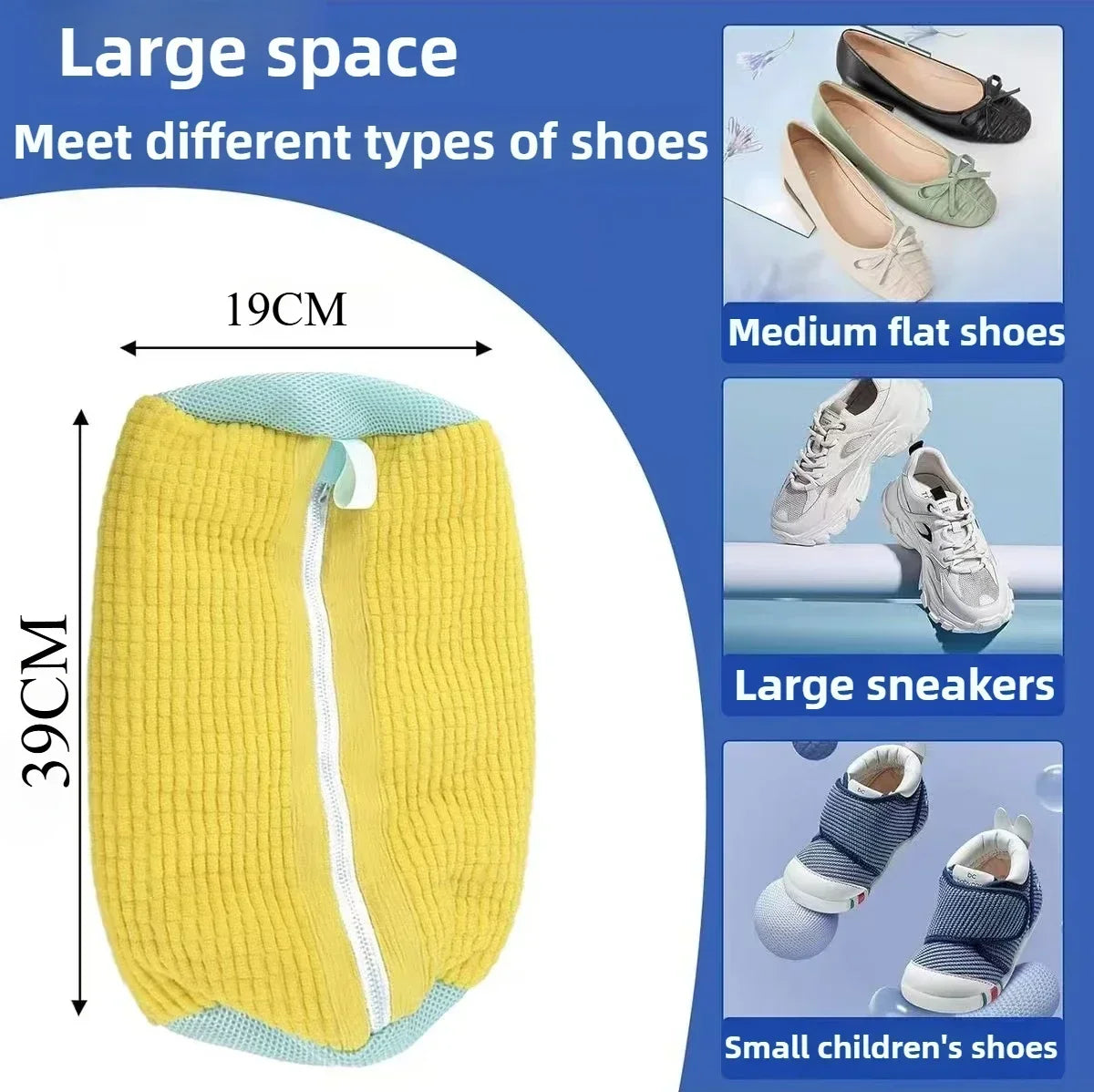 Reusable Shoe Washing Machine Bag for Sneakers Tennis Shoes Unstain Durable Shoe Cleaning Bag for Washing Machine Quake 1PCS-yellow