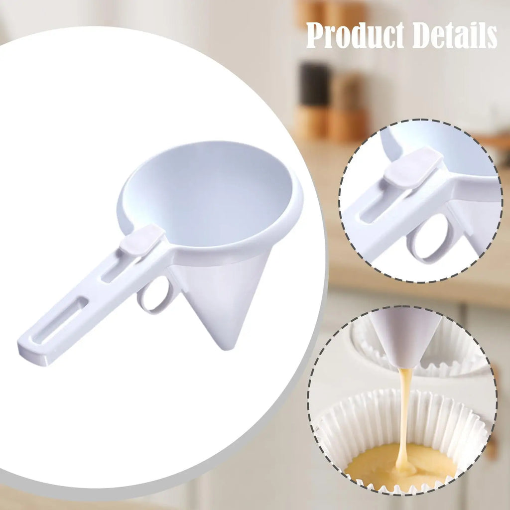 Batter Dispenser Handheld Funnel with 9mm Flow Tip Precise Portion Control Baking Tool for Cupcakes Tarts Icing Cream Quake