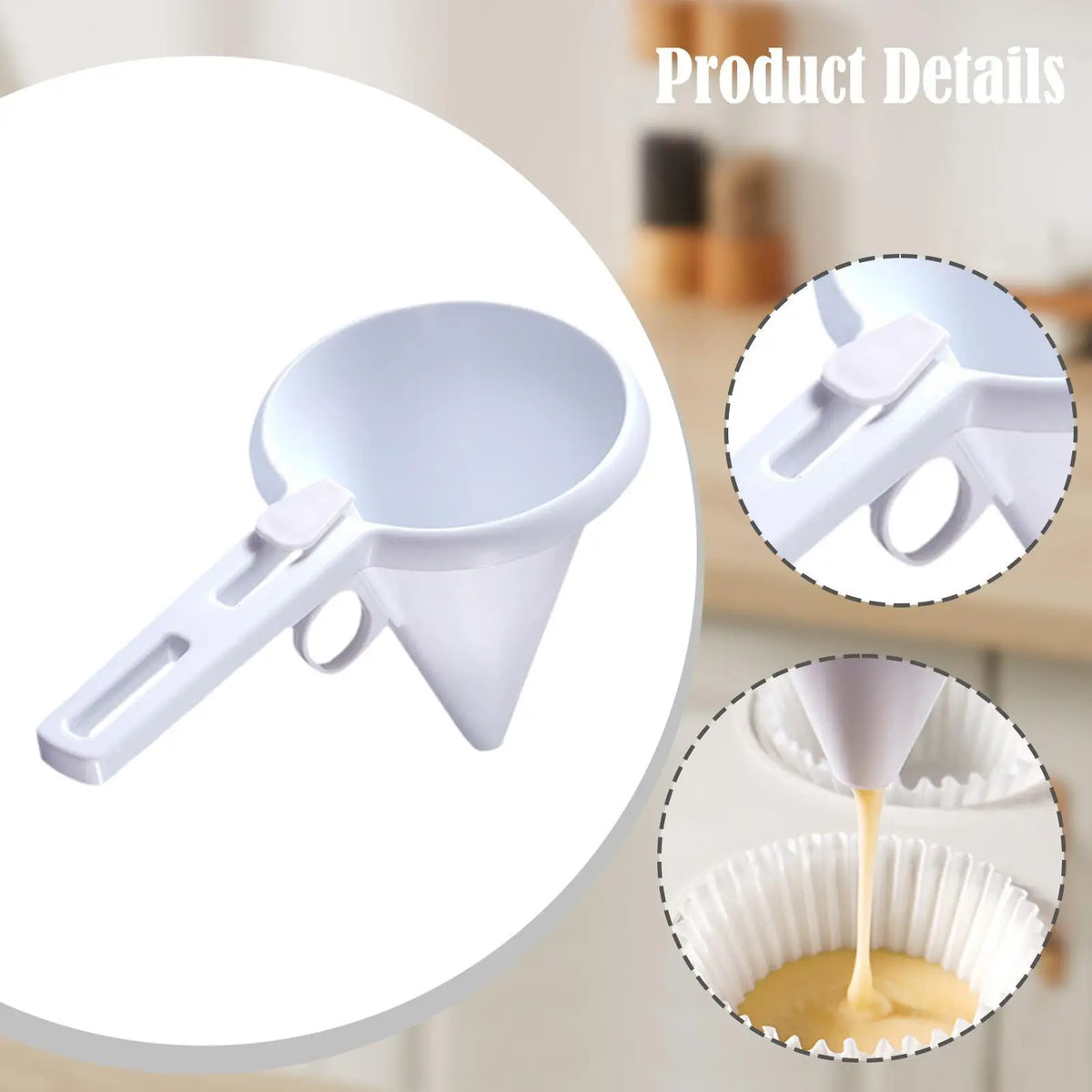 Batter Dispenser Handheld Funnel with 9mm Flow Tip Precise Portion Control Baking Tool for Cupcakes Tarts Icing Cream Quake