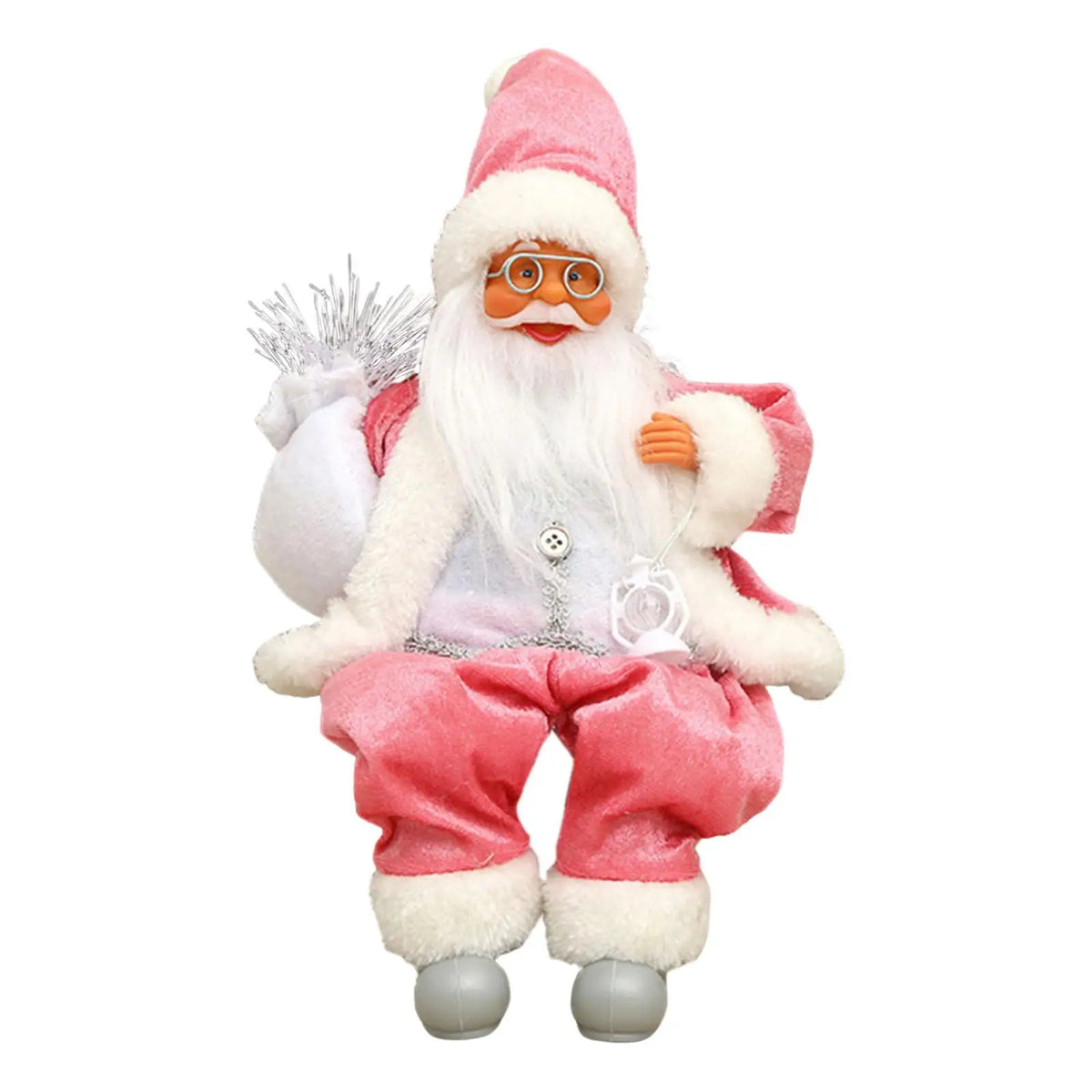 Santa Claus Doll Cute Christmas Decoration for Living Room Desktop Bedroom Quake Pink 20x10x10 cm