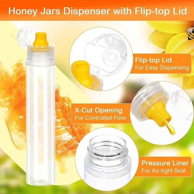 6/1PC 90ML Transparent Non-Drip Honey Dispenser Honey Squeeze Bottle Vinegar Oil Syrup Bottle Pot Storage Container Kitchen Tool Quake