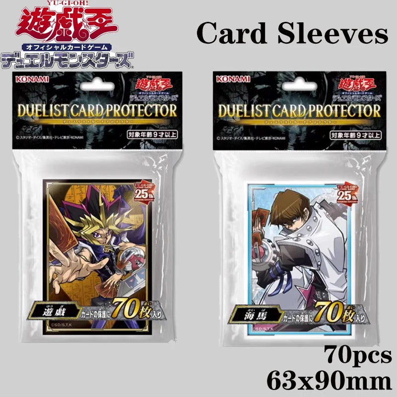 70pcs Official Yu-Gi-Oh! 25th Anniversary Duelist Card Sleeves 63x90mm Yugi Kaiba Collection Protective Covers Kids Anime Gift Quake