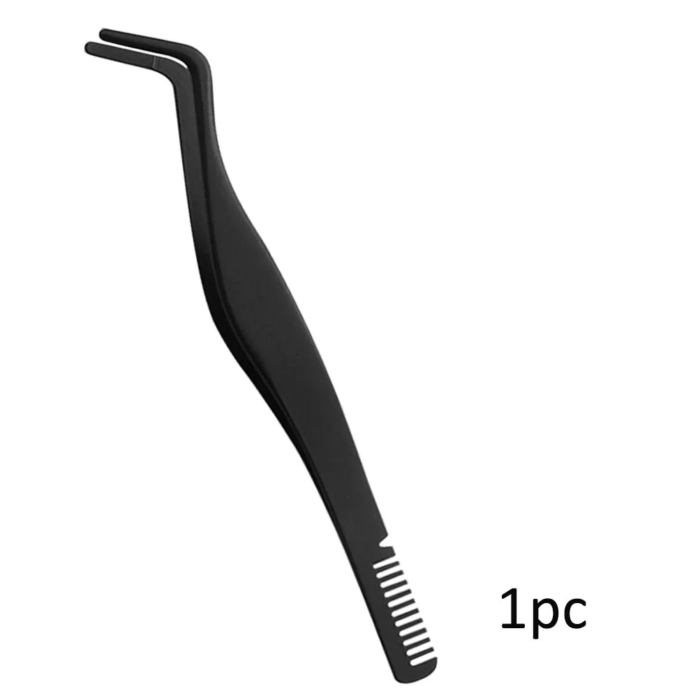 vvocci 1/6 Pcs Curved Tip Eyelash & Eyebrow Tweezers Set – Stainless Steel Precision Beauty MakeupTools forExtension Application Quake M491 1pc