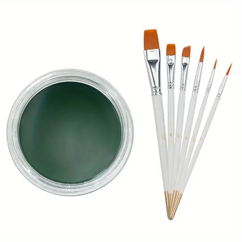 10g Face Paint Oil Body Painting Halloween Makeup Face Painting Stage Makeup Waterproof Body Paint With 6 Brushes Quake Green 6 Brushe