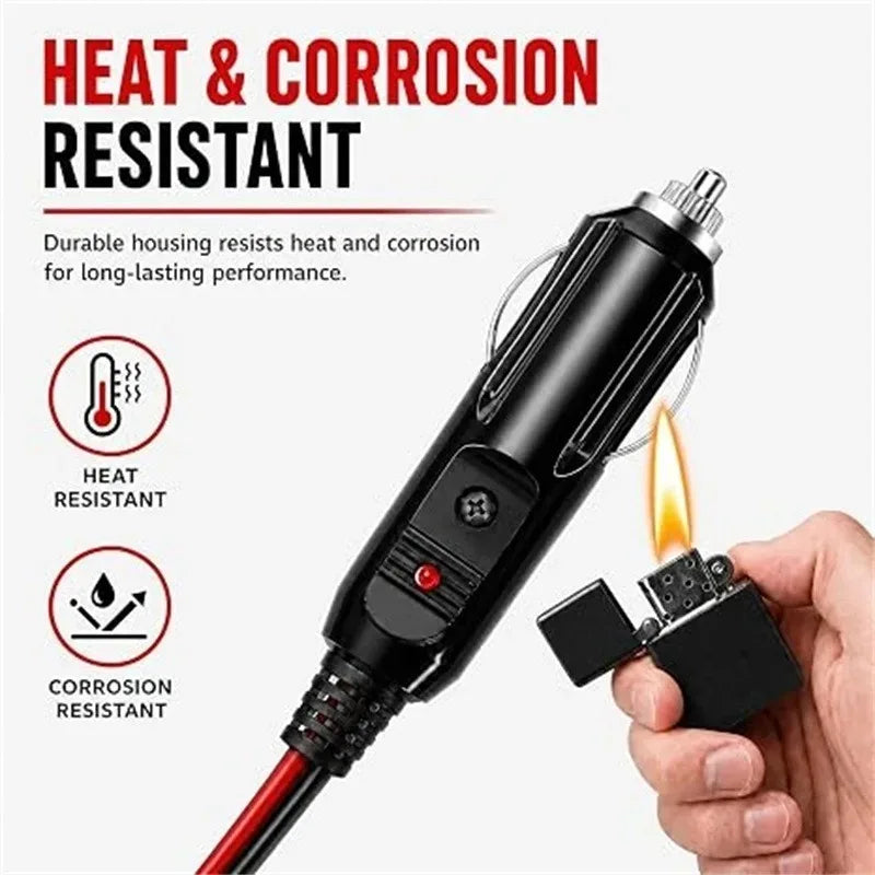 Heavy Duty Cigarette Lighter Adapter Cable 12AWG, Universal Power Cord M6/8/10 Ring/Bakelite Bullet for 12V Vehicle Power Supply Quake