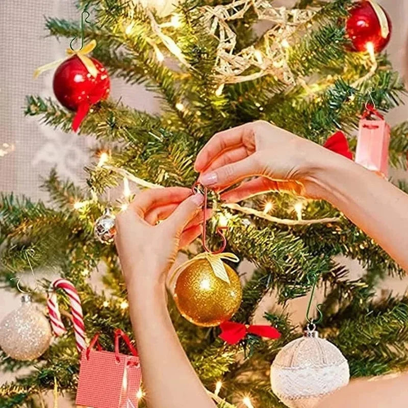 200/50PCS Christmas Ornament Metal Hook Xmas Tree Balls Pendant Hanging S-Shaped Hooks Xmas New Year Party Home Decor Supplies Quake